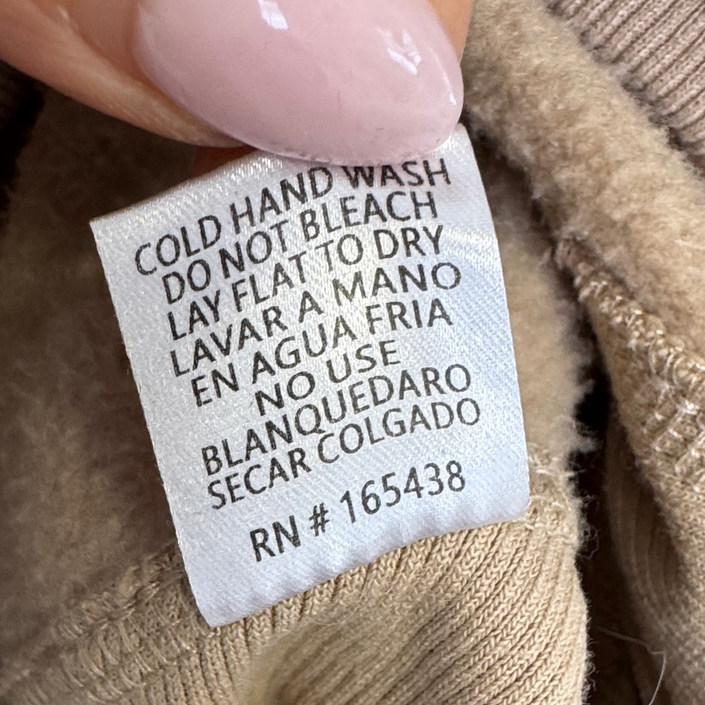 AEMI + CO Cropped Half Zip Pullover Neutral Cozy Kangaroo Pocket Large - Picture 5 of 7